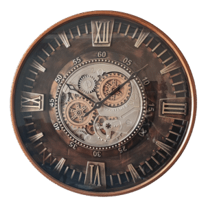 Büyük Steampunk Duvar Saati - 59 cm Hareketli Dişli Mekanizmalı