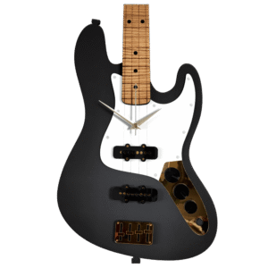 Bas Gitar Tasarımlı Siyah Duvar Saati