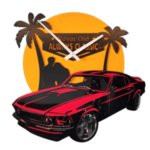 Klasik Amerikan Kaslı Araba Duvar Saati - "Never Old, Always Classic" Yazılı