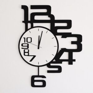 Modern Siyah Duvar Saati - Sarkaç Tasarımlı 60 cm