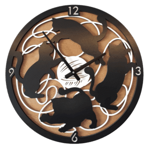 4 Yavru Kedi Figürlü Duvar Saati - El Yapımı