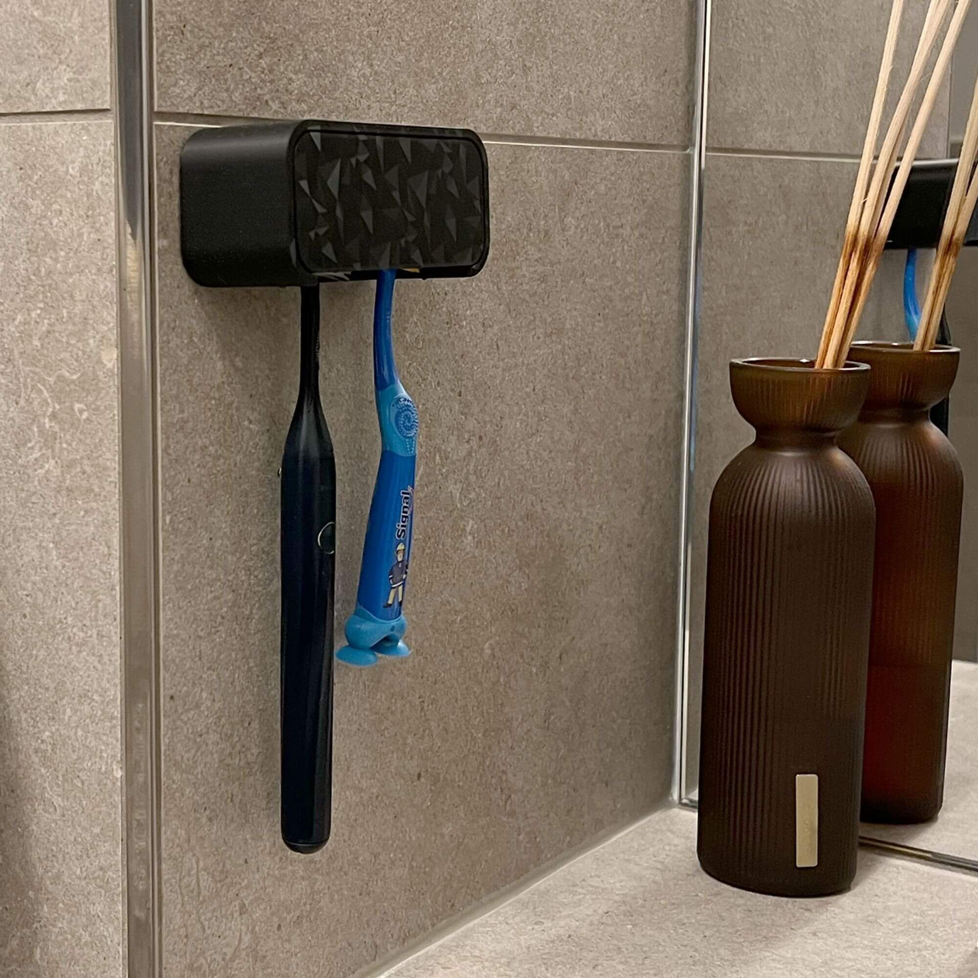 4'lü Duvara Monte Diş Fırçası Tutucu - 3D Baskı PLA Banyo