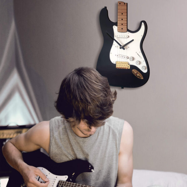 Elektro Gitar Duvar Saati - El Yapımı Müzik Temalı Dekoratif Saatto