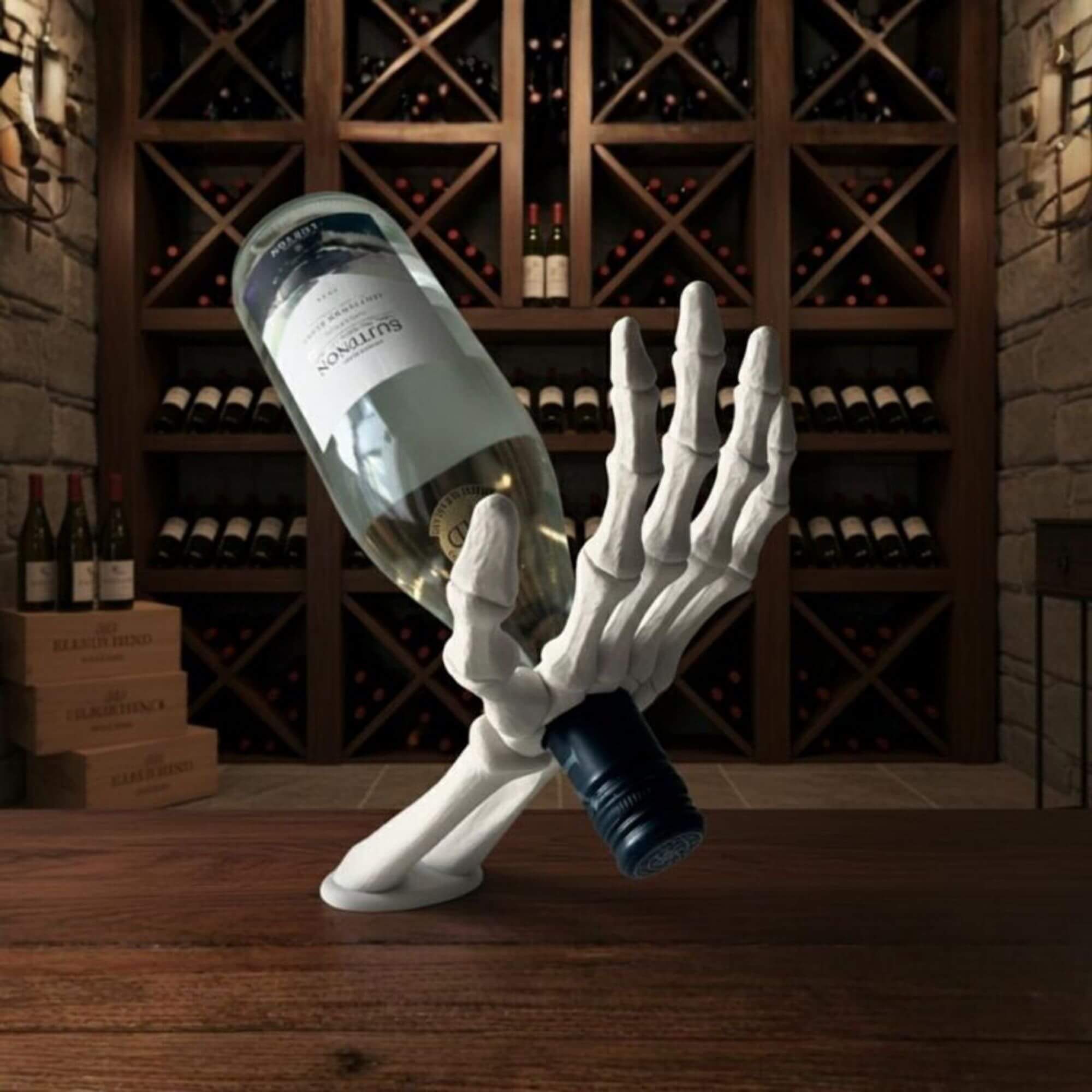 Gotik İskelet El Şişe Tutacağı - Korku Temalı Dekoratif Bar Aksesuarı