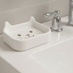 Kedi Figürlü Sabunluk - 3D Baskı PLA Su Tahliyeli Aksesuar