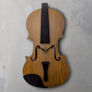 Keman Duvar Saati - El İşçiliği Kayın Kaplama Müziksever Hediyesi