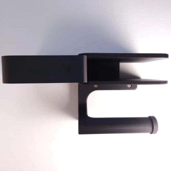 Mat Siyah Tuvalet Kağıdı Tutucu - Entegre Telefon Standlı Modern Banyo Aksesuarı