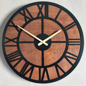 Roma Rakamlı Ahşap Duvar Saati - El Boyaması Retro Tarz 50 cm Sessiz Mekanizma