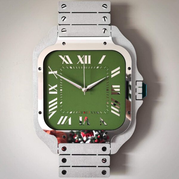Yeşil İkonik Kol Saati Tasarımlı Lüks Duvar Saati - saatto El Yapımı